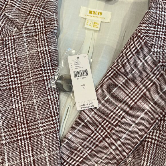 NWT Anthropologie Maeve Double-Breasted Plaid Blazer - Picture 5 of 5